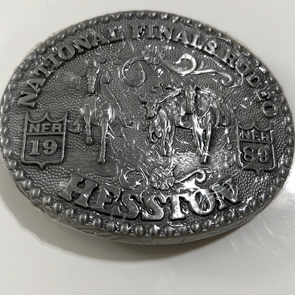 Hesston Other - 1989 NFR Hesston National Finals Rodeo belt buckle pewter vintage NEW adult